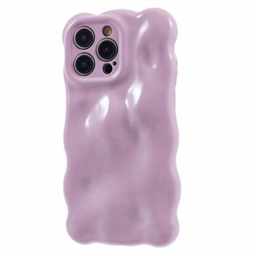 Capa TPU para iPhone 15 Pro com rebordo ondulado Candy Bubbles - Roxo claro