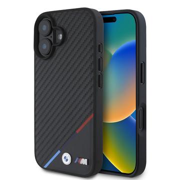 Capa para iPhone 16 BMW M Carbon Tricolor Line - Compatível com MagSafe - Preto