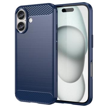 Capa de TPU Escovado para iPhone 16 - Fibra de Carbono - Azul