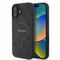 Capa com anel colorido Guess 4G para iPhone 16 - Compatível com MagSafe - Preto