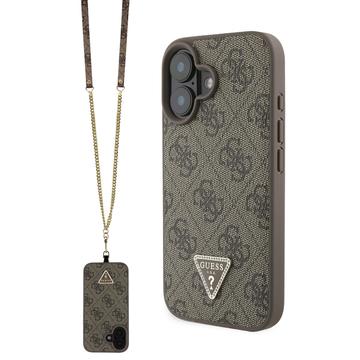 Capa com Alça Crossbody Guess 4G Strass Triangle Metal Logo para iPhone 16