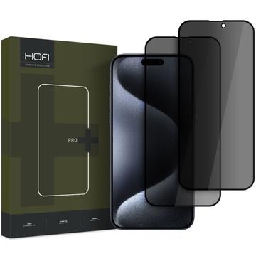 Protetor de Ecrã em Vidro Temperado Privacidade Hofi Anti Spy Pro+ para iPhone 16 - 2 Pcs. - Borda Preta