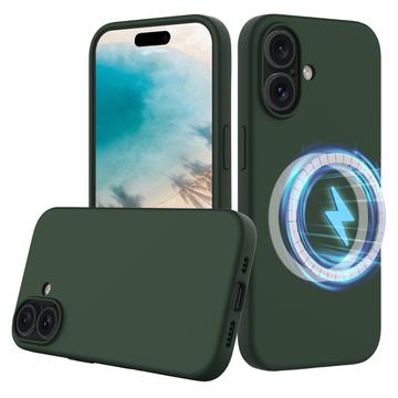 Capa de silicone líquido para iPhone 16 - Compatível com MagSafe - Verde Escuro