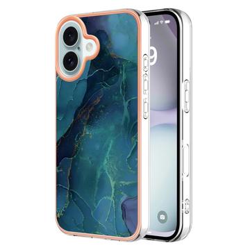 Capa Galvanizada de TPU para iPhone 16 com Padrão de Mármore