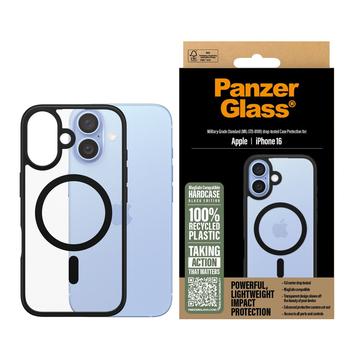 Capa compatível com MagSafe para iPhone 16 PanzerGlass HardCase - Preto / Transparente