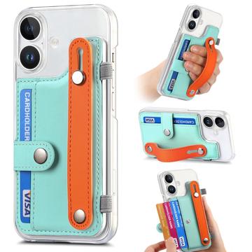 Capa de plástico CY1 para iPhone 16 - Ranhura para cartões, bracelete, suporte para telemóvel