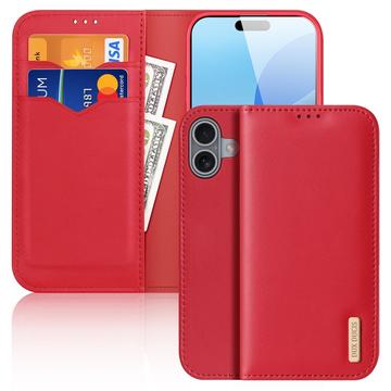 Bolsa Tipo Carteira em Pele Dux Ducis Hivo para iPhone 16 Plus - Vermelho