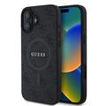 Capa com anel colorido Guess 4G para iPhone 16 Plus - Compatível com MagSafe - Preto