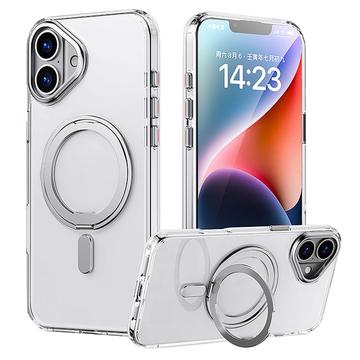 Capa híbrida com suporte magnético para iPhone 16 Plus - Transparente