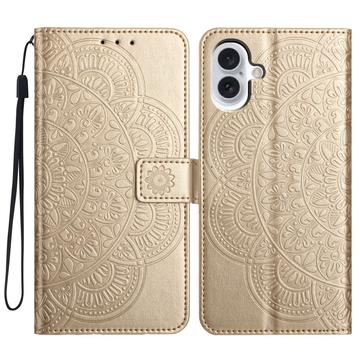 Bolsa tipo Carteira Mandala Series para iPhone 16 Plus - Dourado