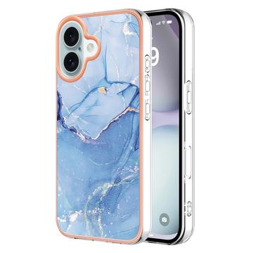 Capa Galvanizada de TPU para iPhone 16 Plus com Padrão de Mármore