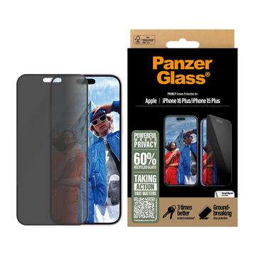 Protetor de Ecrã PanzerGlass Ultra-Wide Fit Privacy EasyAligner para iPhone 16 Plus/15 Plus - Borda Preta