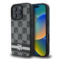 Capa para iPhone 16 Pro DKNY Padrão xadrez e listra - Preto