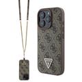 Capa com Alça Crossbody Guess 4G Strass Triangle Metal Logo para iPhone 16 Pro