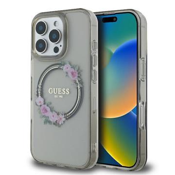 Capa Guess IML Flowers Wreath para iPhone 16 Pro - Compatível com MagSafe