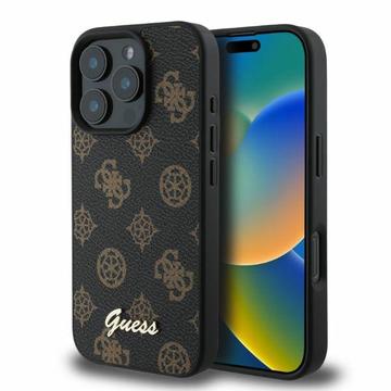 Capa Guess Peony Script para iPhone 16 Pro - Compatível com MagSafe - Preto