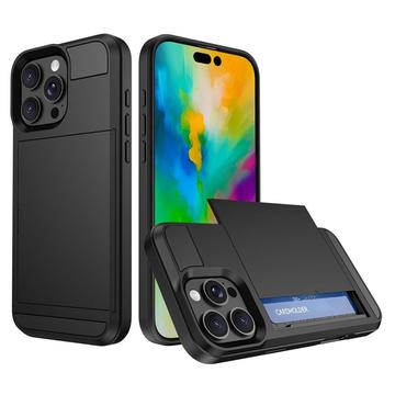 Capa Híbrida com Porta-Cartões Deslizantes para iPhone 16 Pro - Preto