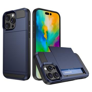 Capa Híbrida com Porta-Cartões Deslizantes para iPhone 16 Pro - Azul Escuro