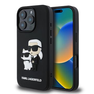 Capa Karl Lagerfeld 3D Rubber Karl & Choupette NFT para iPhone 16 Pro - Preto