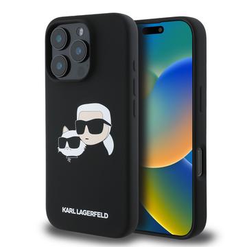 Capa de silicone líquido Karl Lagerfeld Double Heads para iPhone 16 Pro