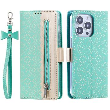 Bolsa tipo Carteira Lace Pattern para iPhone 16 Pro