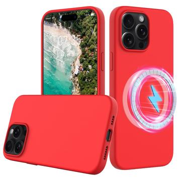 Capa de silicone líquido para iPhone 16 Pro - Compatível com MagSafe - Vermelho