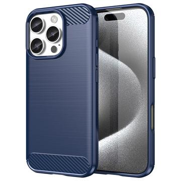 Capa de TPU Escovado para iPhone 16 Pro Max - Fibra de Carbono - Azul