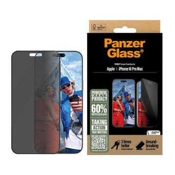 Protetor de Ecrã PanzerGlass Ultra-Wide Fit Privacy EasyAligner para iPhone 16 Pro Max - Borda Preta