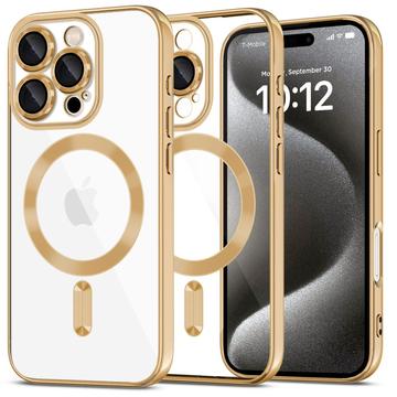 Capa MagFlex Tech-Protect para iPhone 16 Pro Max - Compatível com MagSafe - Transparente / Dourado