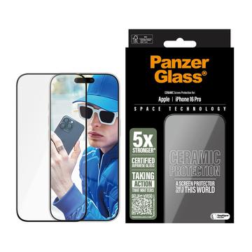 Protetor de ecrã PanzerGlass Ceramic Protection Ultra-Wide Fit EasyAligner para iPhone 16 Pro - 9H - Bordo preto