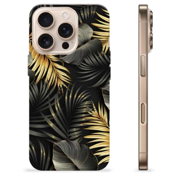 Capa de TPU - iPhone 16 Pro - Folhas Douradas