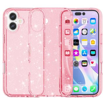 Capa Híbrida Stylish Glitter Series para iPhone 16 - Cor-de-Rosa