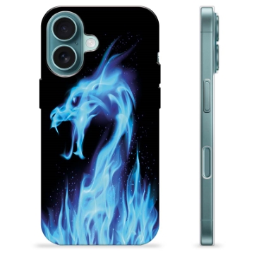 Capa de TPU - iPhone 16 - Dragão de Fogo Azul