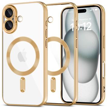 Capa MagFlex Tech-Protect para iPhone 16 - Compatível com MagSafe - Transparente / Dourado