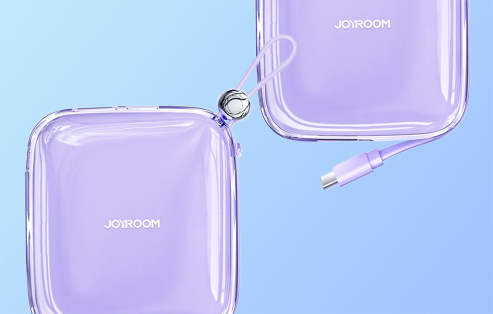 Banco de potência USB-C Joyroom Jelly JR-L002 10000mAh - 22.5W, USB-C, USB-A - Roxo